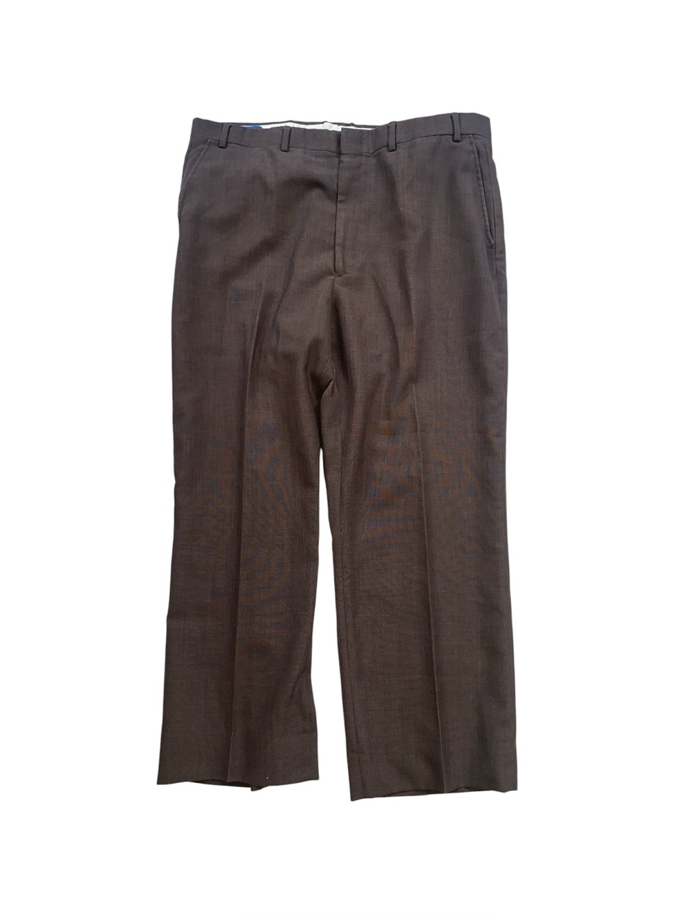 Towncraft Dress Pants Brown Mens Sz 38”x27”- 30”* Flat Front Wool Blend Vintage